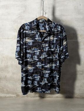 Puritan Vintage Large Hawaiian Style Button Down with Trucks